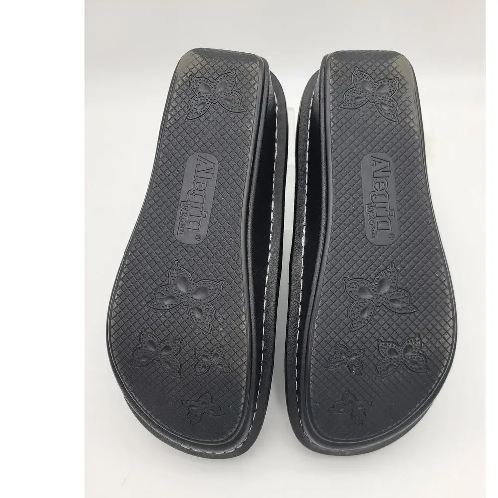 Alegria Dena Sweetums Women 37 US 7-7.5 Dream Fit Black Floral Slip-on Shoes
